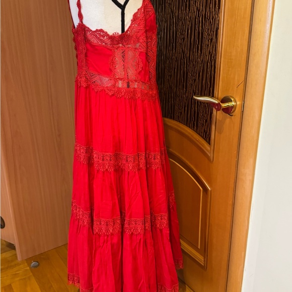 Charo Ruiz Red Lace Maxi Dress - Picture 13 of 16
